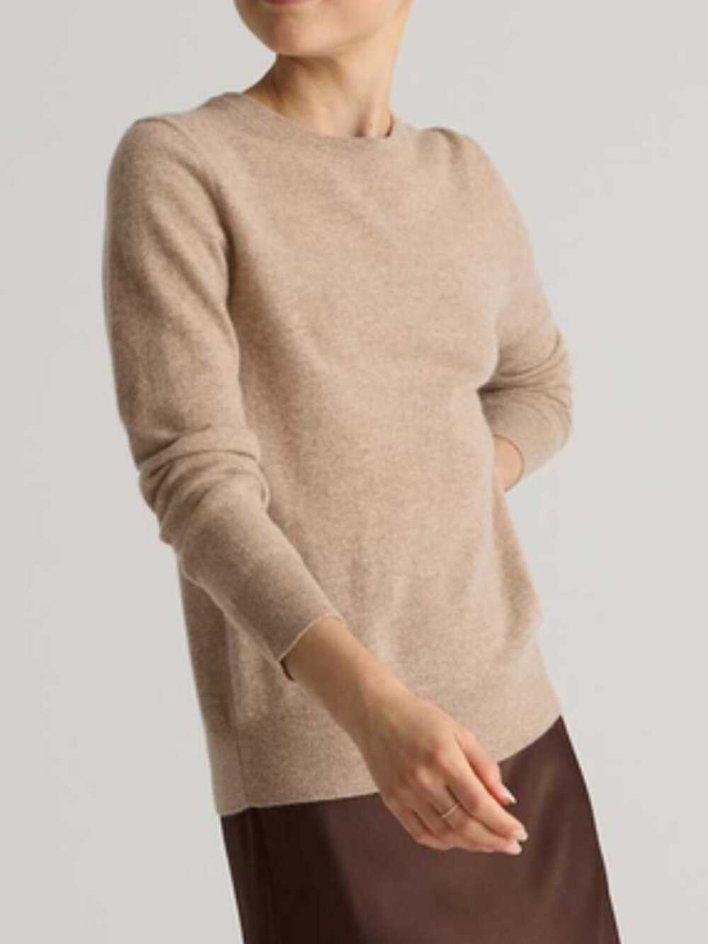 Quince Cashmere Crew Neck Sweater Oatmeal beige Scandi Girl Corporate Pull Over